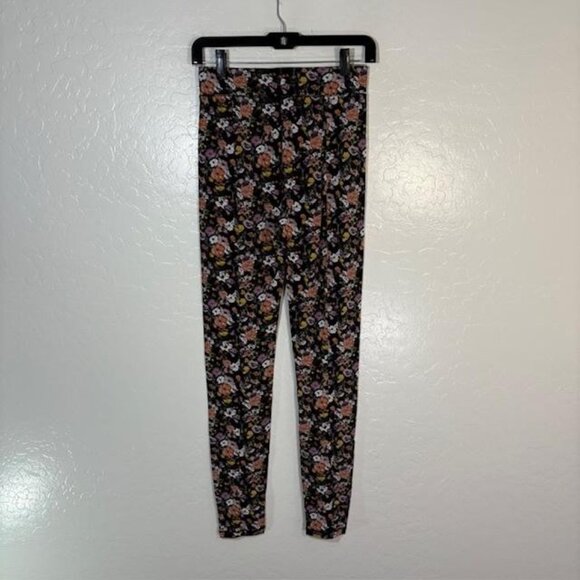 rag & bone Leggings Womens Small Black Floral Print Stretch Pull On Skinny - Picture 3 of 7